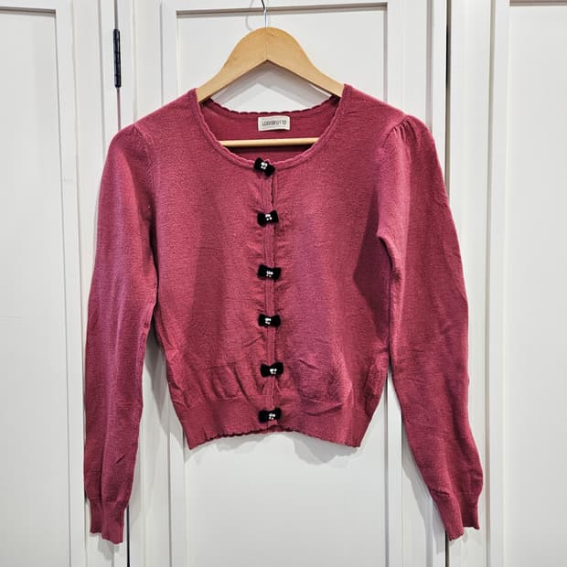 리본 포인트 니트 가디건