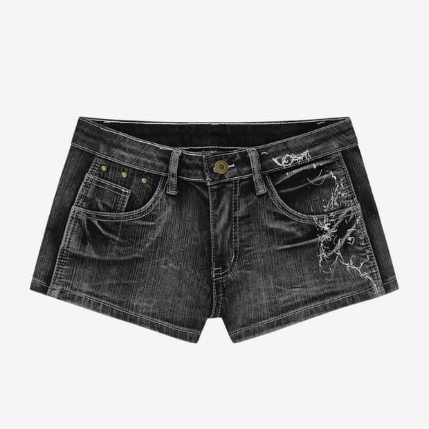 길라아카이브 타투 그래픽 데님 숏츠 그레이 M