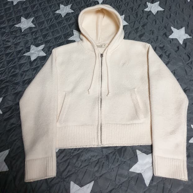 SIYAZU 에센셜 니트 후드 집업 아이보리 (S)