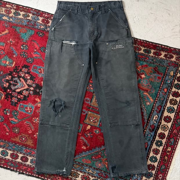 OG 칼하트 더블니 블랙 칼하트 B136 썩블니 워크팬츠