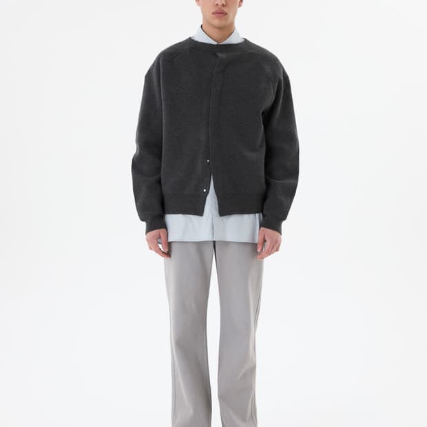 아모멘토 라운디드 슬리브가디건 차콜 M