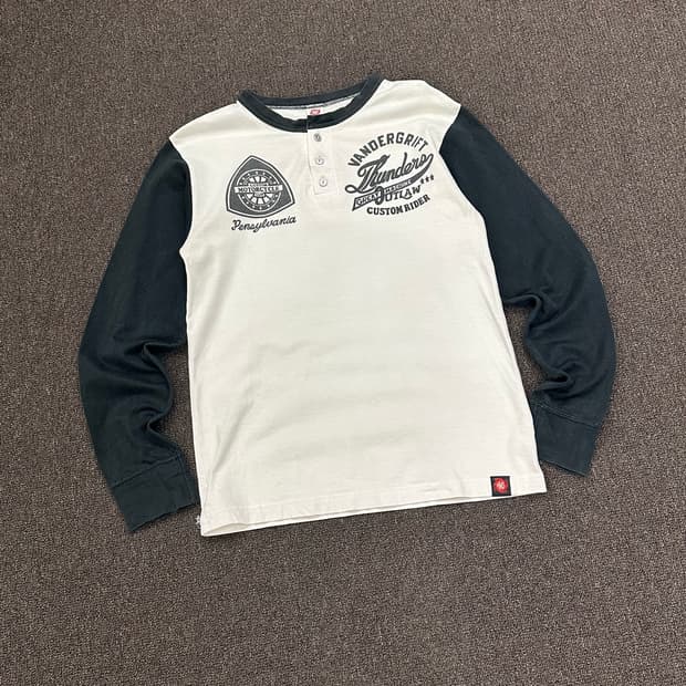 S)Japanese vintage 그래픽 헨리넥 롱슬리브