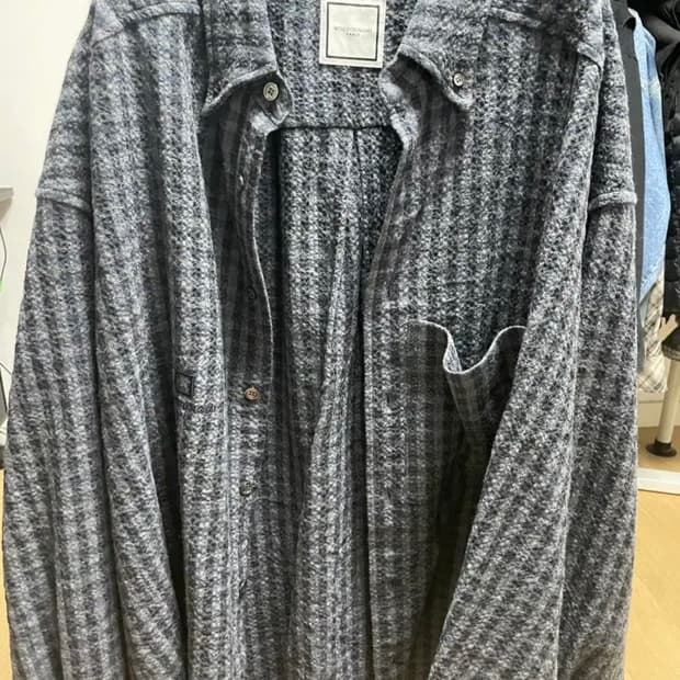 우영미 깅엄 체크셔츠 그레이 50