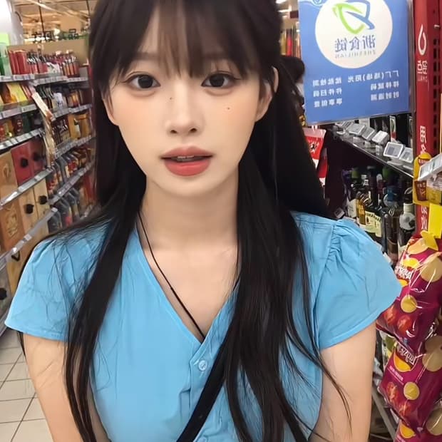 허니몽몽 착용 하늘 셔츠