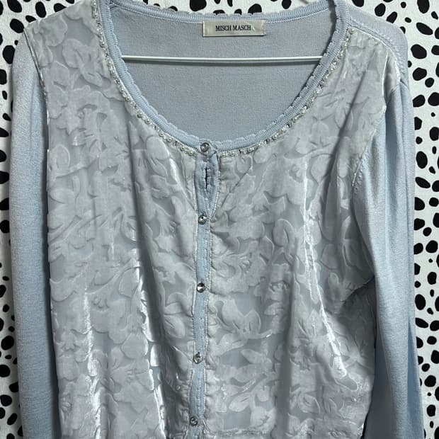 페어리 모리걸 벨벳 진주카라 빈티지 가디건