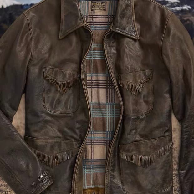 rrl 프린지 레더자켓 m