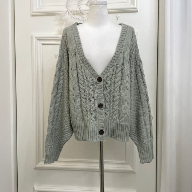 indi green twist loose cardigan(size-M)