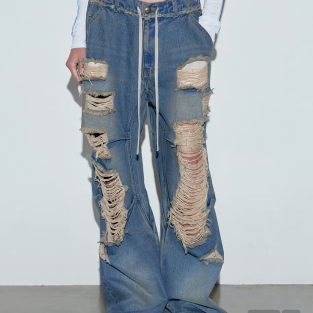 스컬프터 데미지 데님 팬츠