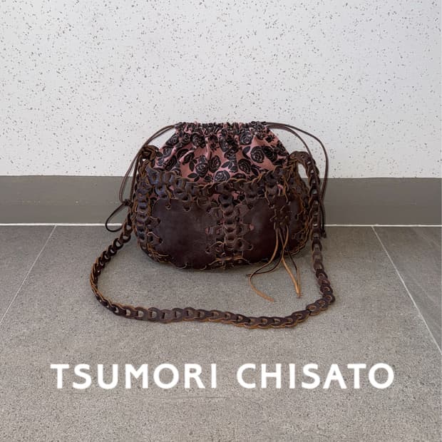 TSUMORICHISATO woven rose drawstring bag