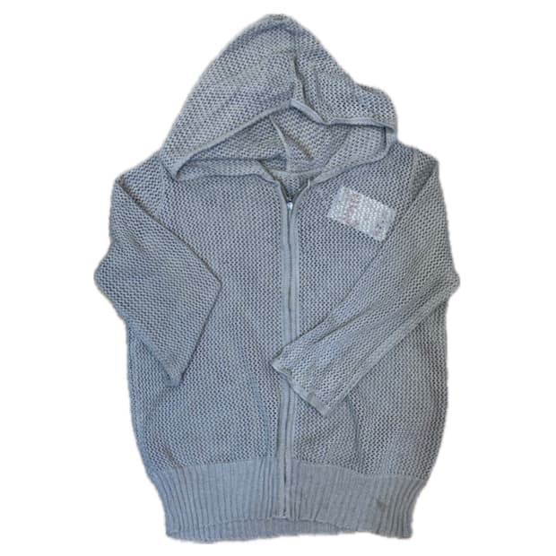 그물 니트 7부 후드집업