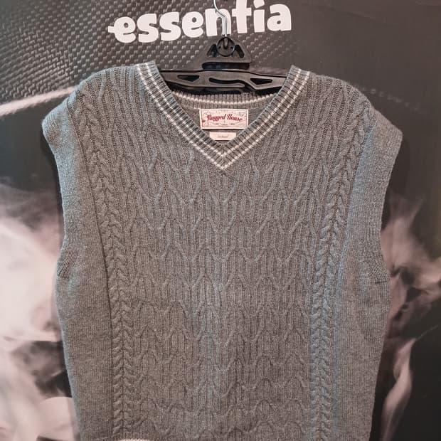 브이넥 니트 베스트 그레이