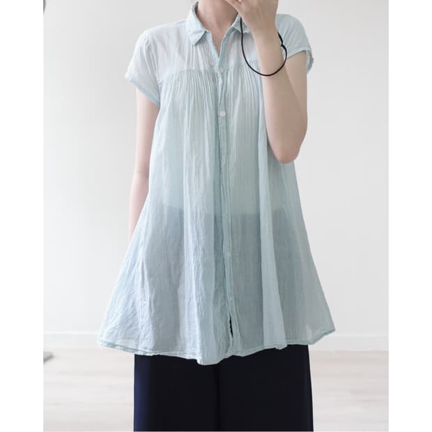Mint sheer half sleeve blouse