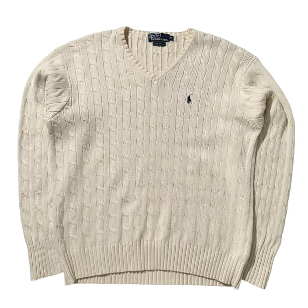폴로 랄프로렌 케이블 V넥 니트