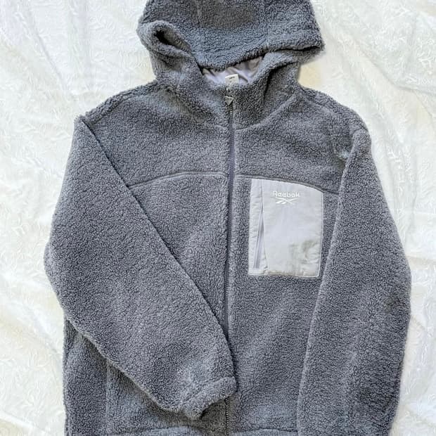 리복 하늘 그레이 후드 뽀글이