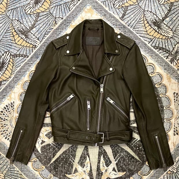 올세인츠 정품 카키 라이더가죽자켓(양가죽)