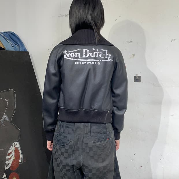 본더치 레더 라이더 가죽 자켓 y2k 빅로고 레더자켓