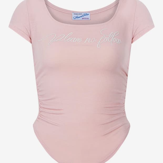 플리즈노팔로우 Romy Logo Short Top (Baby Pink)