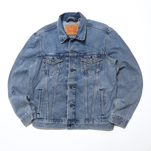 리바이스 Levis 워싱 연청 데님 트러커 자켓