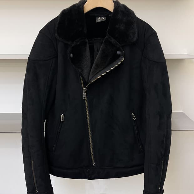 아르마니 익스체인지 투웨이 폭스 퍼 라인 바이크 자켓