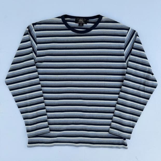 90s 더블알엘 RRL 써멀 자카드 보더 롱슬리브 티셔츠