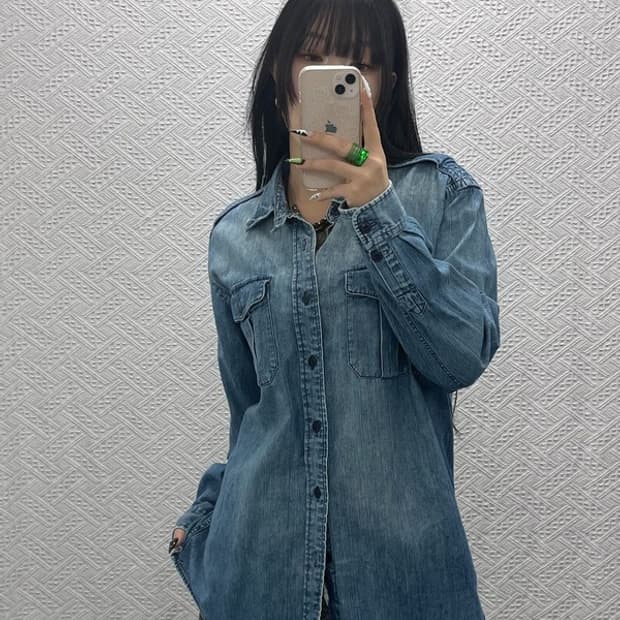 폴로 랄프로렌 빈티지 워싱 워크 데님 셔츠 XL C08520