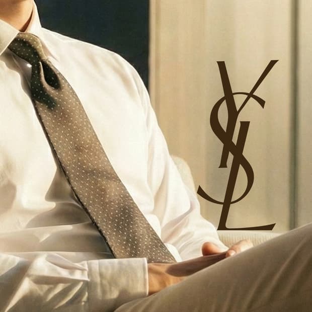 입생로랑 실크 브라운 헤링본 넥타이 9.4cm A+등급 K1778
