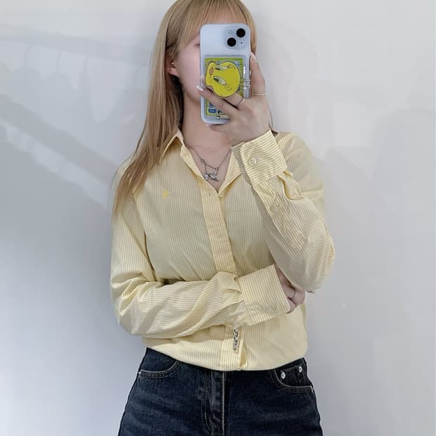 폴로랄프로렌 qr 레몬 스트라이프 셔츠
