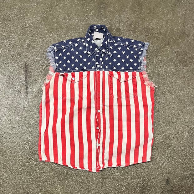 빈티지 성조기 슬리브리스 셔츠 (105)