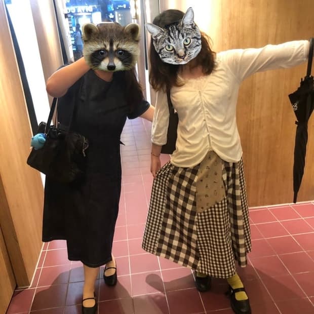 vintage check long skirt