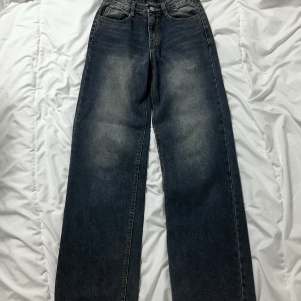 빈티지 로우라이즈 진청 워싱 데님