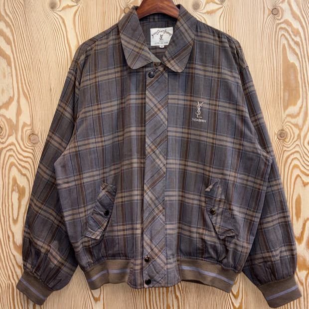 입생로랑 체크 해링턴 자켓