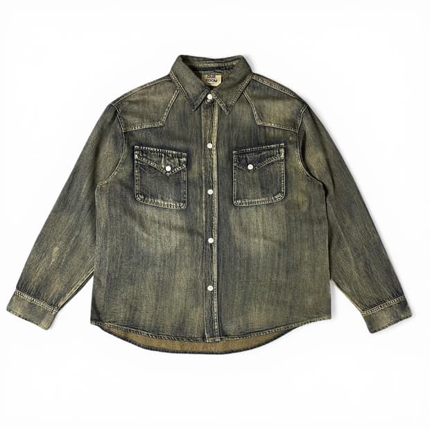 OUR ROOM 딥워싱 투포켓 데님 긴팔 셔츠