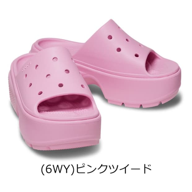 크록스 스톰프 슬라이드 슬리퍼(핑크트위드)