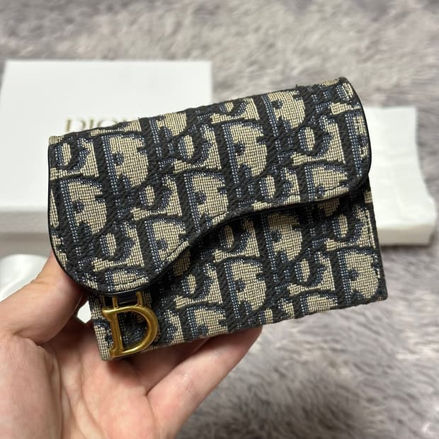 [풀구성] 디올 오블리크 새들 아코디언 카드지갑 베이지