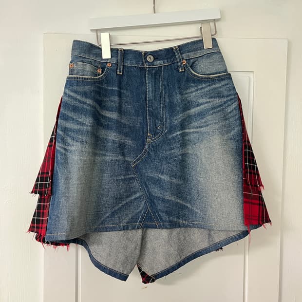 준야와타나베 체크 데님 스커트