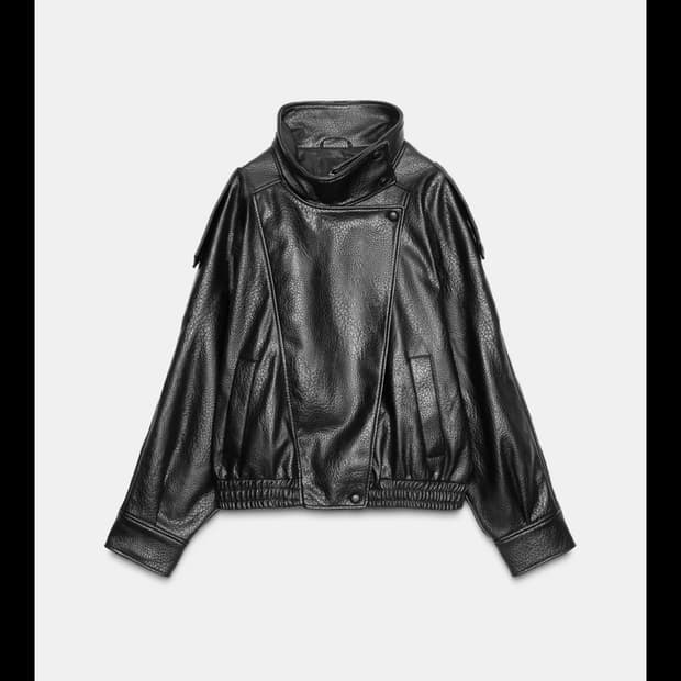 자라 페이크 레더 자켓 블랙