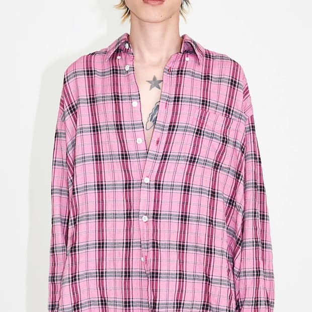 아워레가시 버로우드셔츠 체크 핑크 48