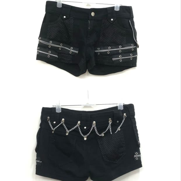 zip chain detail black shorts