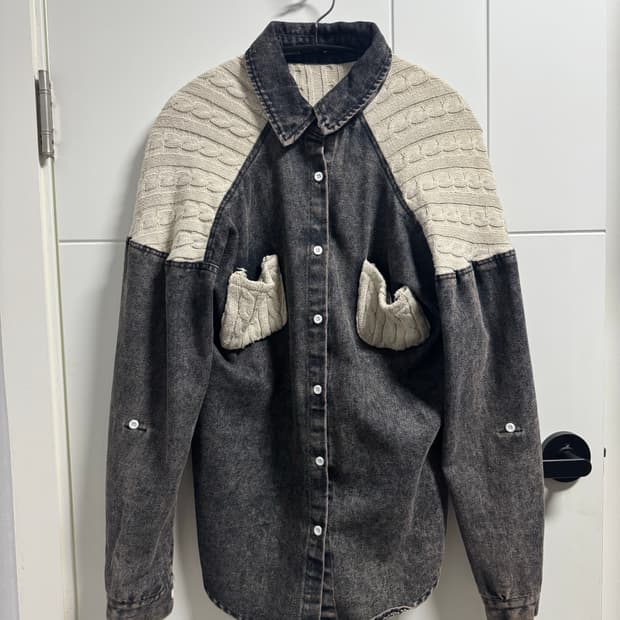 Wool knit mix cotton grey shirts