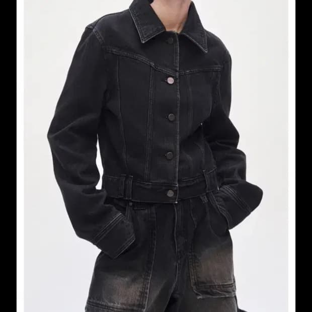 트리밍버드 인시젼 데님 셋업 자켓 블랙