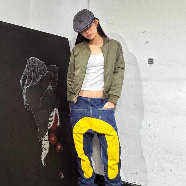 Jpn 일본빈티지 오리엔탈 카키 마원 양면 스카잔 자켓