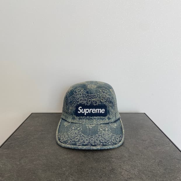 슈프림 반다나 워시드 데님 박스로고 캠프캡 모자