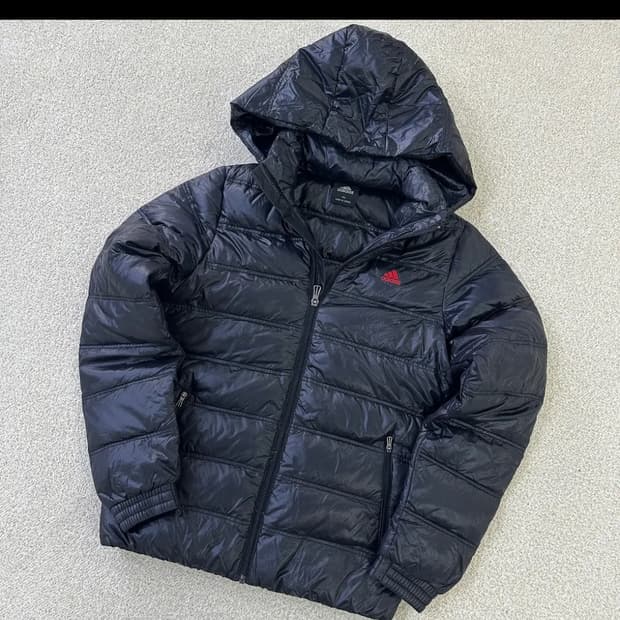 아디다스 후드 다운 패딩 블랙 85