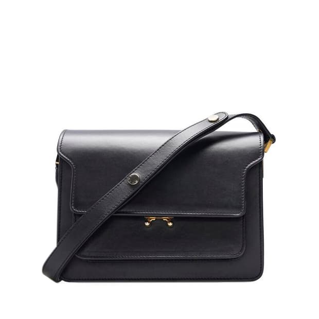 (중고) 마르니 블랙 카프스킨 트렁크 미듐 숄더백