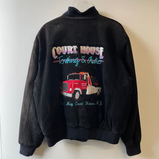 90s 엑시드 가죽 스웨이드 봄버 자켓