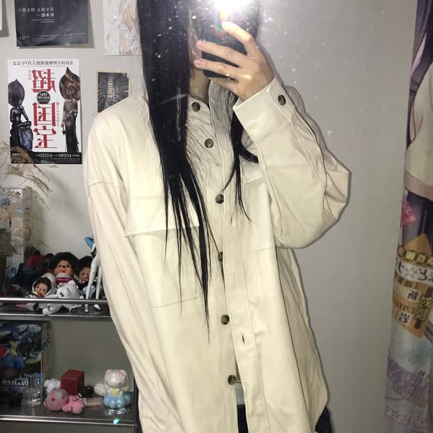 재패니즈 페이크 레더 셔츠