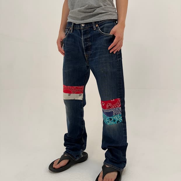 Levi's 리바이스 501 반다나 패치워크 데님 팬츠