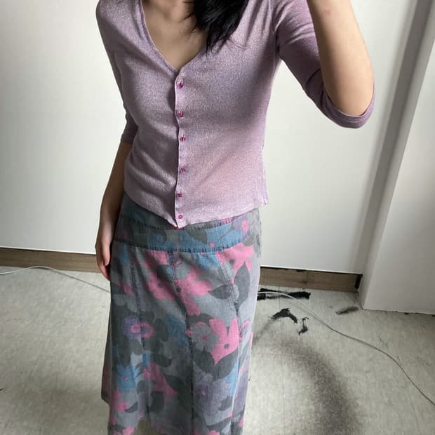 글리터 버튼 가디건