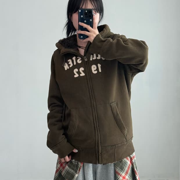 홀리스터 보아털 카키 후드집업