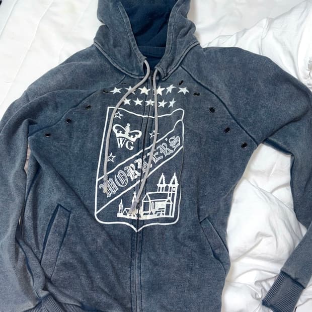 y2k 블루 스터드 후드집업 